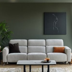 Kenzie light grey fabric recliner 3 seater sofa – Danetti UK