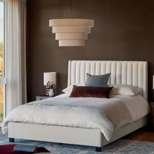 Amalfi ivory dual tone fabric double ottoman storage bed