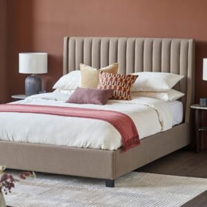 Amalfi mocha fabric double ottoman storage bed