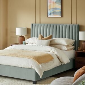 Amalfi Sage Green Velvet Double Ottoman Storage Bed