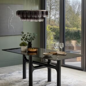 Brixton black ceramic 6 seater dining table