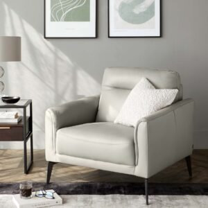 Brooks Light Grey Leather Armchair
