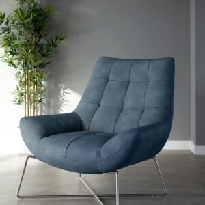 Canio Navy Faux Leather Accent Chair