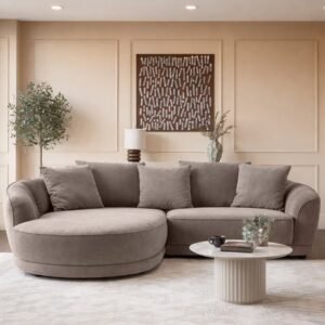 Caspian mink chenille left hand corner chaise sofa