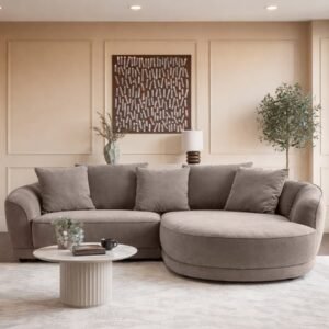 Caspian mink chenille right hand corner chaise sofa