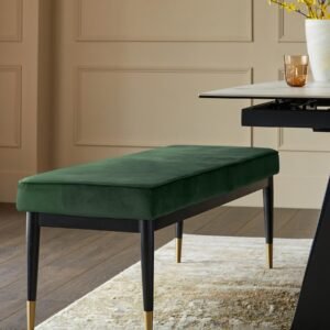 Clover dark green velvet bench without backrest