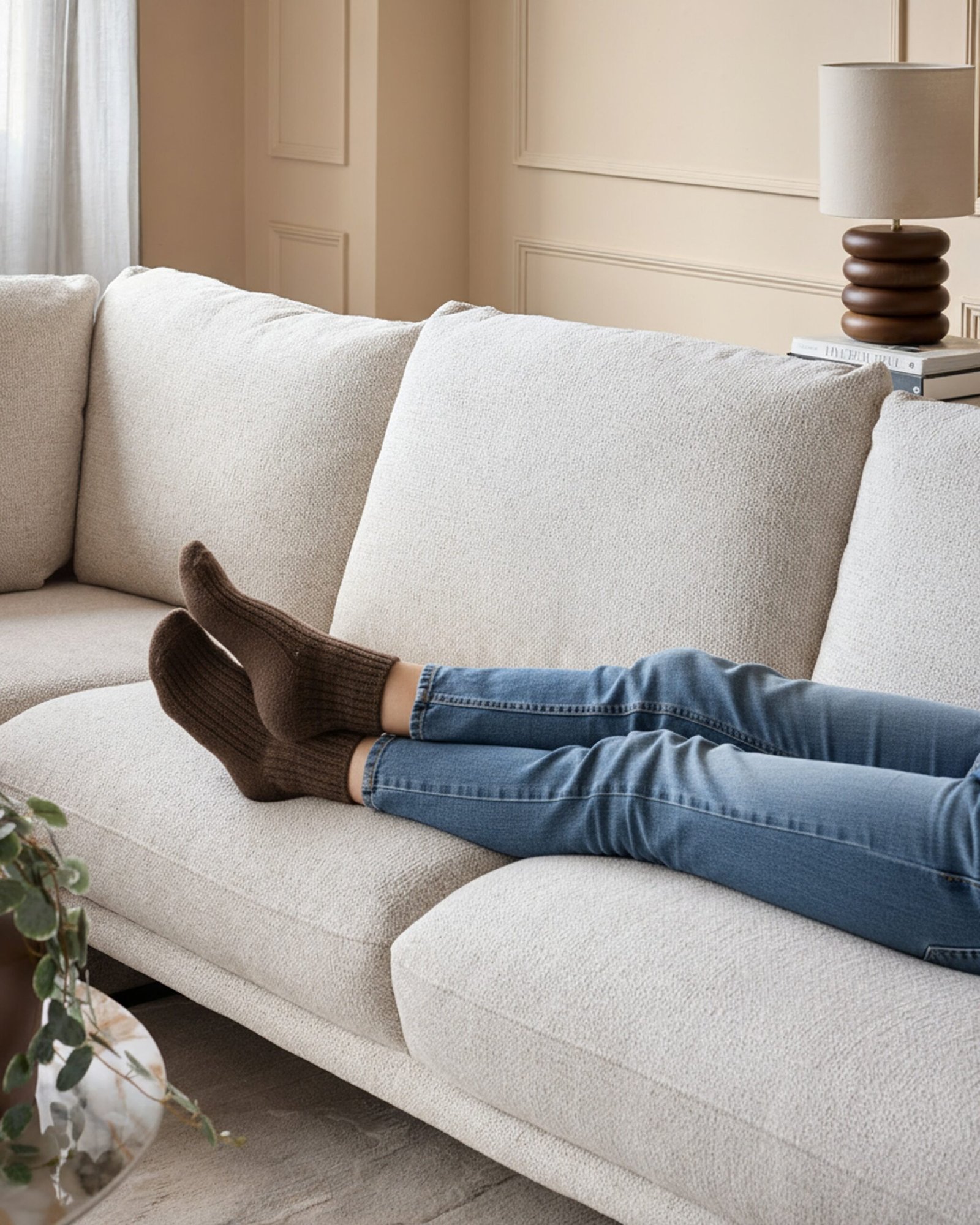 Colette natural fabric right hand corner chaise sofa - Image 7