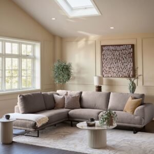 Colette mink chenille left hand corner chaise sofa