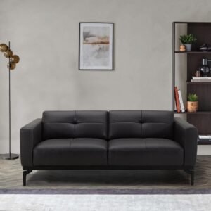 Colton black leather 2 seater sofa