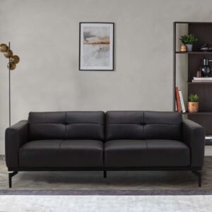 Colton black leather 3 seater sofa