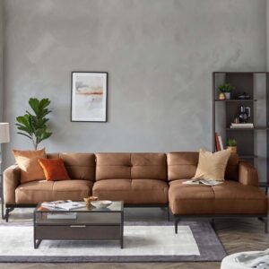 Colton tan leather right hand corner chaise sofa