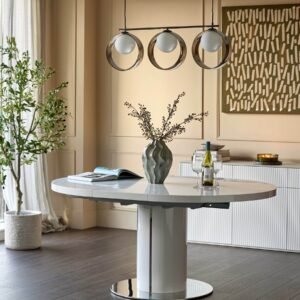 Curva White Gloss Round Extending 4 To 6 Seater Dining Table