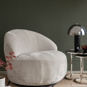 Daphne Light Grey Fabric Swivel Accent Chair