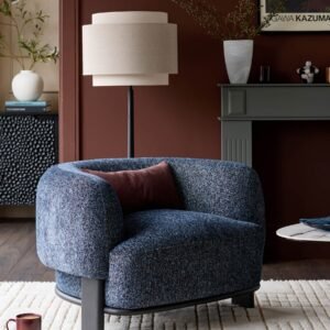Florence navy mosaic chenille armchair