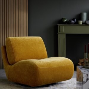 Frances ochre fabric swivel accent chair