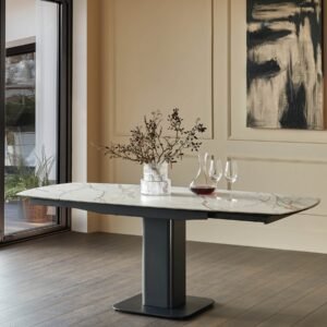 Fraser natural ceramic extending 4-6 seater dining table