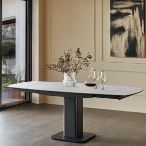 Fraser white ceramic 4-6 seater extending dining table