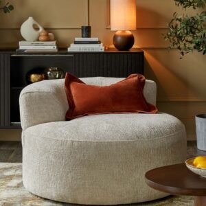 Gianna natural weave fabric swivel armchair