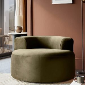 Gianna olive green velvet swivel armchair