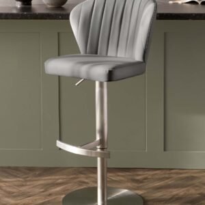 Harper Mid Grey Faux Leather Gas Lift Bar stool