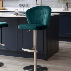 Harper Dark Teal Velvet Gas Lift Bar stool