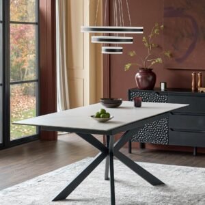 Hayden White Marbled Ceramic Extending 6 To 8 Seater Dining Table