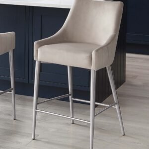 Juliana Champagne Velvet With Stainless Steel Bar Stool