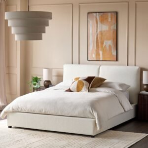 Leona ivory boucle double ottoman storage bed