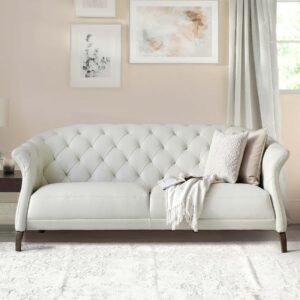 Luxe White Leather 2 Seater Sofa