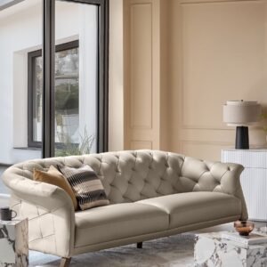 Luxe natural leather 3 seater sofa