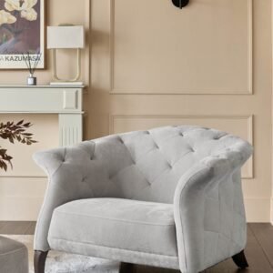 Luxe Light Grey Fabric Armchair