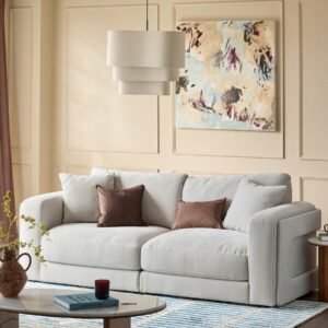 Lynetta natural grey chenille 3 seater sofa