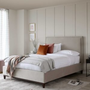 Monica Champagne Velvet Double Ottoman Storage Bed