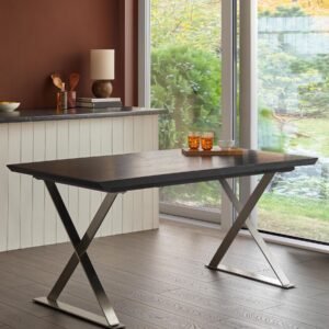 Nala black wood 6 seater dining table