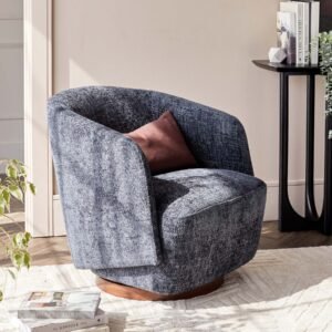 Natalia dark blue chunky weave swivel accent chair