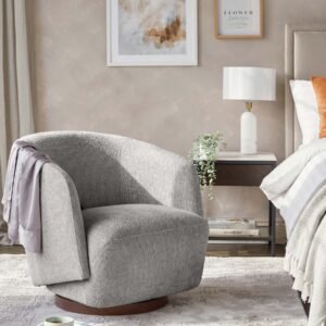 Natalia light grey chunky weave swivel accent chair