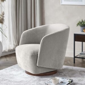 Natalia light grey chenille swivel accent chair
