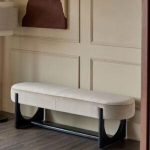 Orlan champagne velvet 3 seater bench without backrest