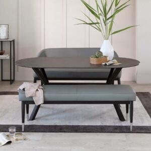 Clover mid grey faux leather bench without backrest