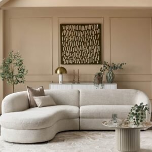 Ottilie natural fabric left hand corner chaise sofa