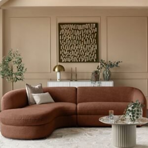Ottilie apricot chenille left hand corner chaise sofa