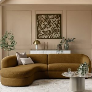 Ottilie ochre chenille left hand corner chaise sofa
