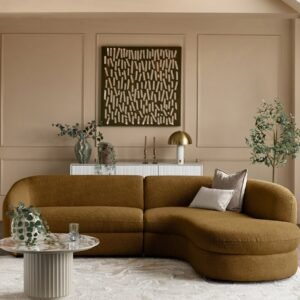 Ottilie ochre chenille right hand corner chaise sofa
