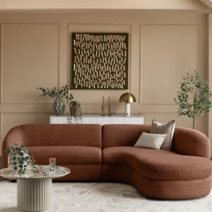 Ottilie apricot chenille right hand corner chaise sofa