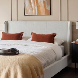 Paolo ivory dual tone fabric double bed