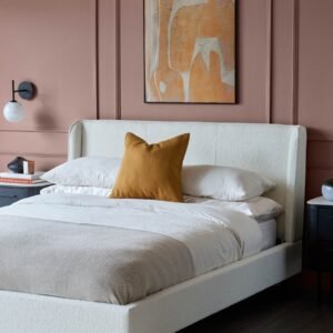 Paolo Ivory Boucle Double Bed