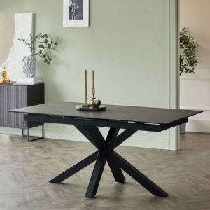Riley Dark Grey Ceramic Extending 8 to 10 Seater Dining Table