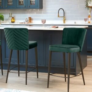 Serena Dark Green Velvet Bar Stool