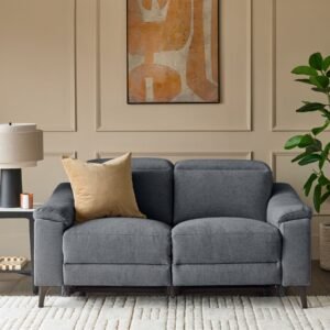 Serene blue grey chenille 2 seater recliner sofa