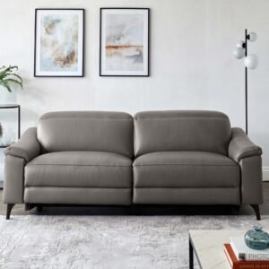 Serene Dark Grey Leather 3 Seater Recliner Sofa